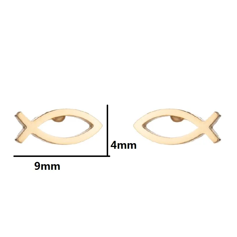 Simple Stainless Steel Jesus Fish Studs Earrings Cute Small Animal Earring For Girls Kids Female Ehnic Earrings 2021 New