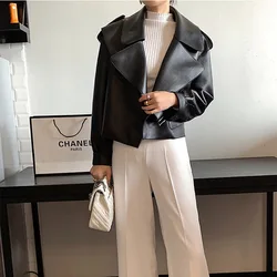 ISJING ERA  New Leather Jacket Women Sheepskin Loose Jacket