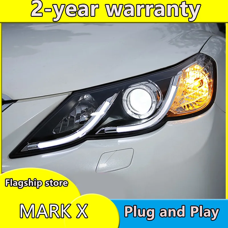 Car Styling for Toyota Reiz led headlights 2010-2013 new Mark X LED Head Lamp signal drl H7 hid Bi-Xenon Lens low beam