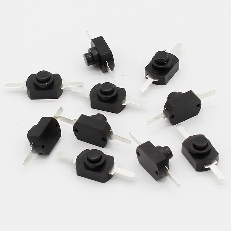 Free shipping 10pcs DC 30V 1A Black On Off Mini Push Button Switch for Electric Torch image 3