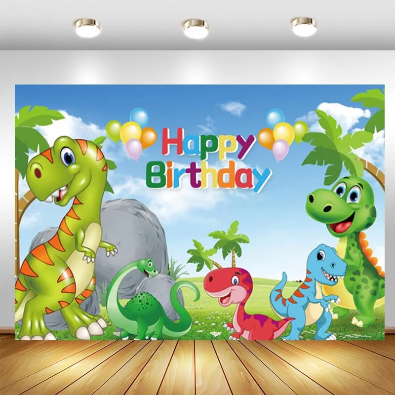 

Dinosaur Backdrop Newborn Baby Shower Happy Birthday Party Photography Background Photo Booths Studio Props Banner