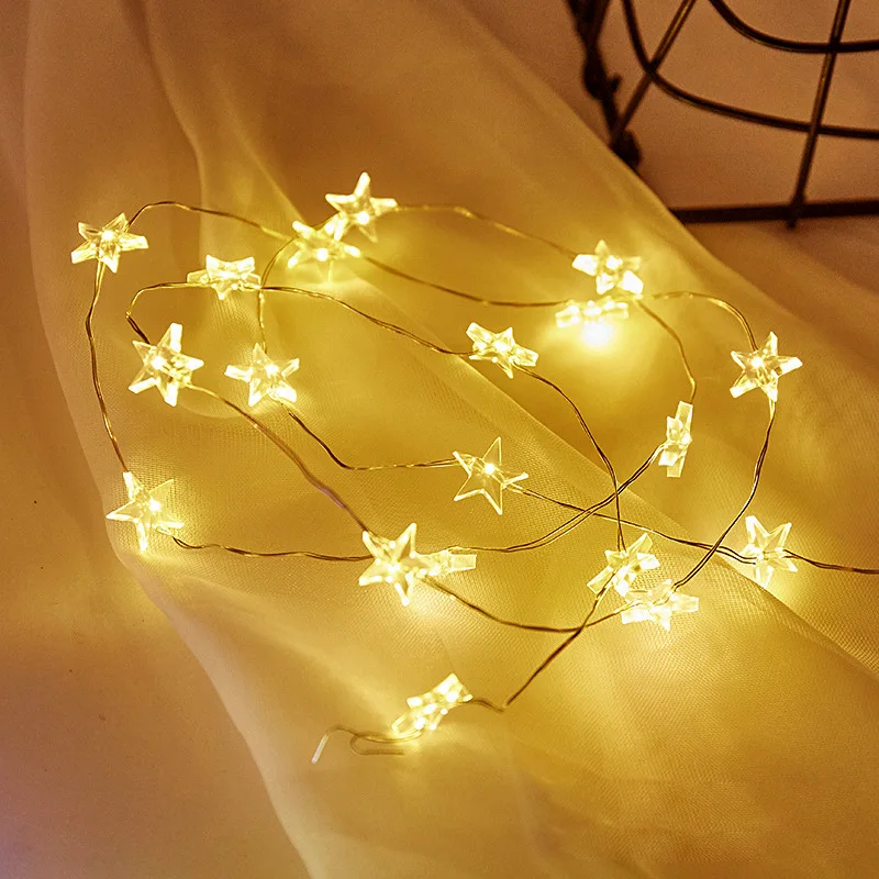 20FT 60LED Star Silver Wire String Lights AA battery operated fairy string lights for festival holiday party wedding decoration