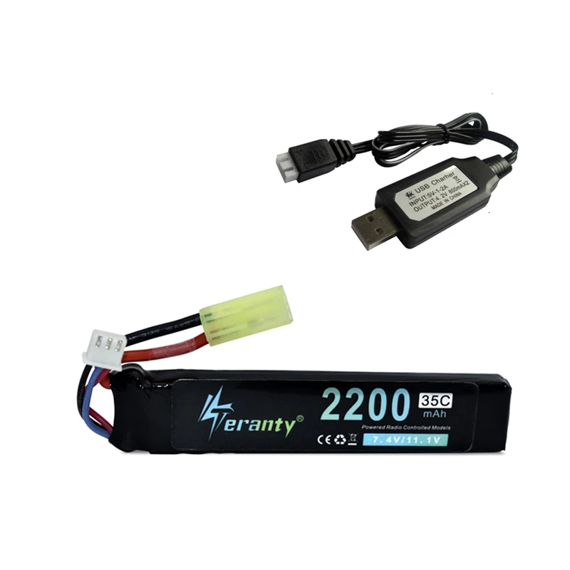 #101mm 7.4v 2200mAh bateria Lipo do pistoletu na wodę 2S 7.4V bateria + ładowarka do Mini Airsoft BB pistolet powietrza zabawki elektryczne