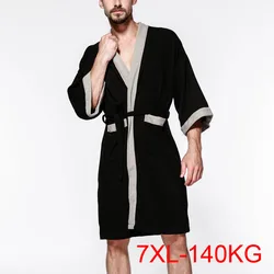 Spring summer Men's bathrobe 7XL Bust 140cm 6XL 5XL Loose cotton bathrobe