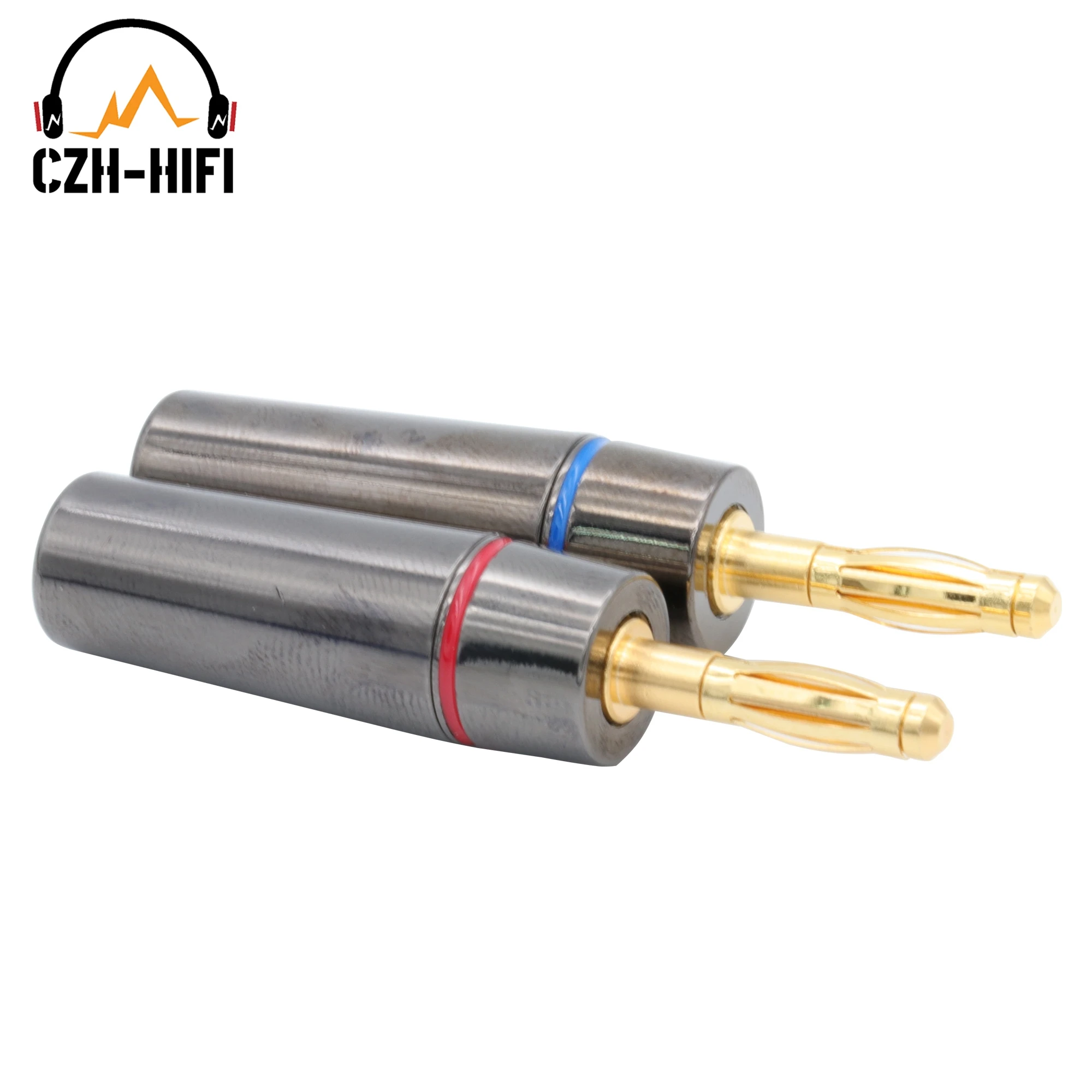 1pair EIZZ High End Banana Spade Plug Connector Gold Plated Brass Audio Speaker Cable Y Fork Male Jack HiFi DIY