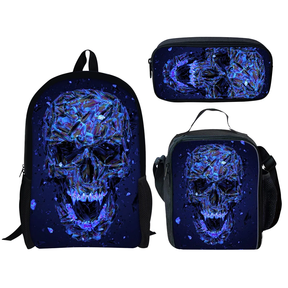 Children's Bags Cool Skull Head Boys And Girls Baby Fashion Travel Backpacks 3PCS Set Backpack Baby Back to School Schoolbags