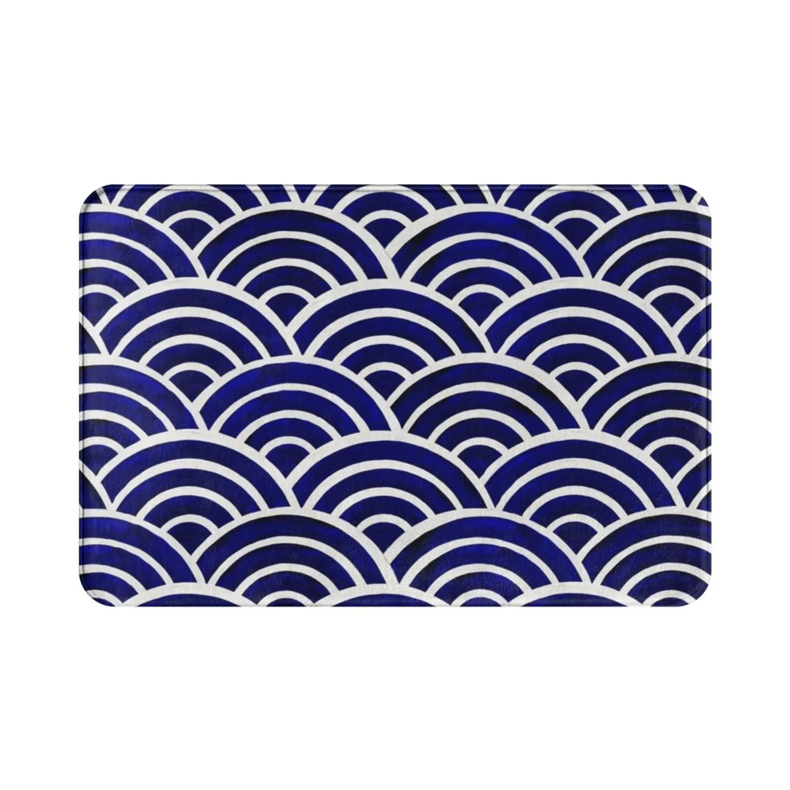 Japanese Seigaiha Wave – Navy Palette Carpet Mat Rug Cushion Soft Japanese Seigaiha Wave Pattern Navy Blue Japan