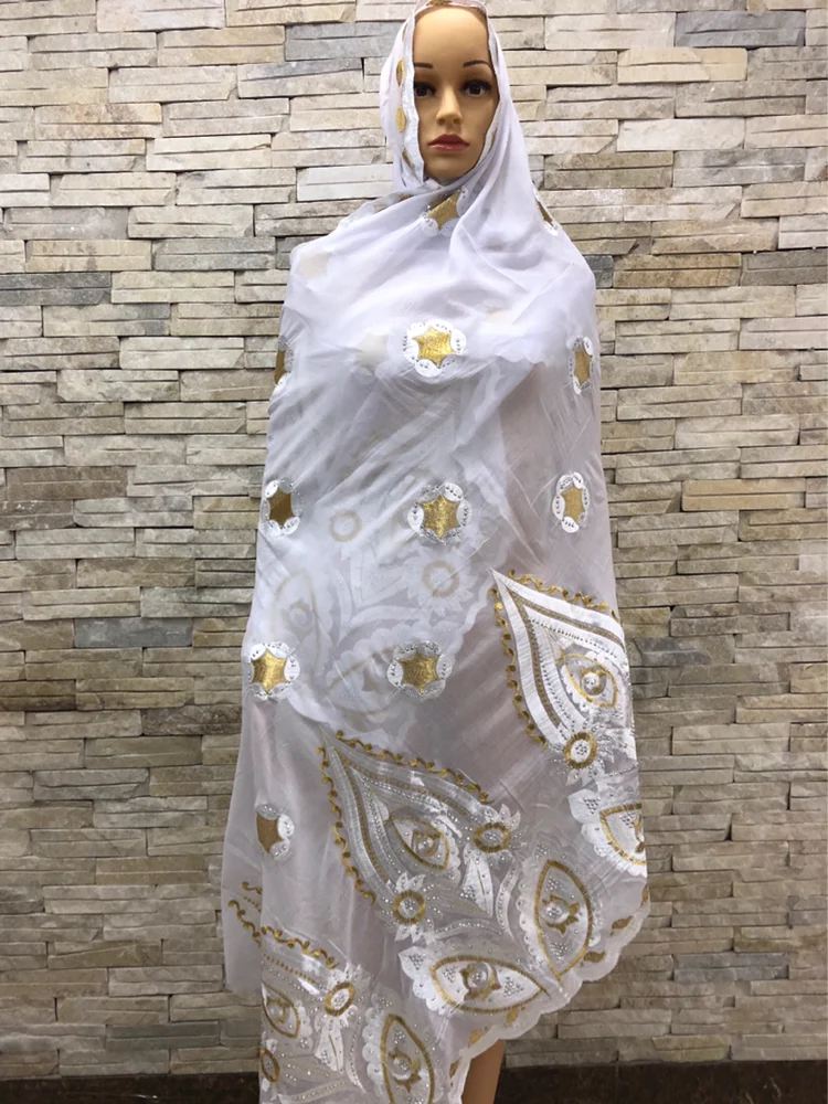 2021 New African Women Scarf Soft Chiffon Scarf Dubai Isalmic Scarf Embroidery Muslim HijabScarf for Shawls Wraps200*110 HB010