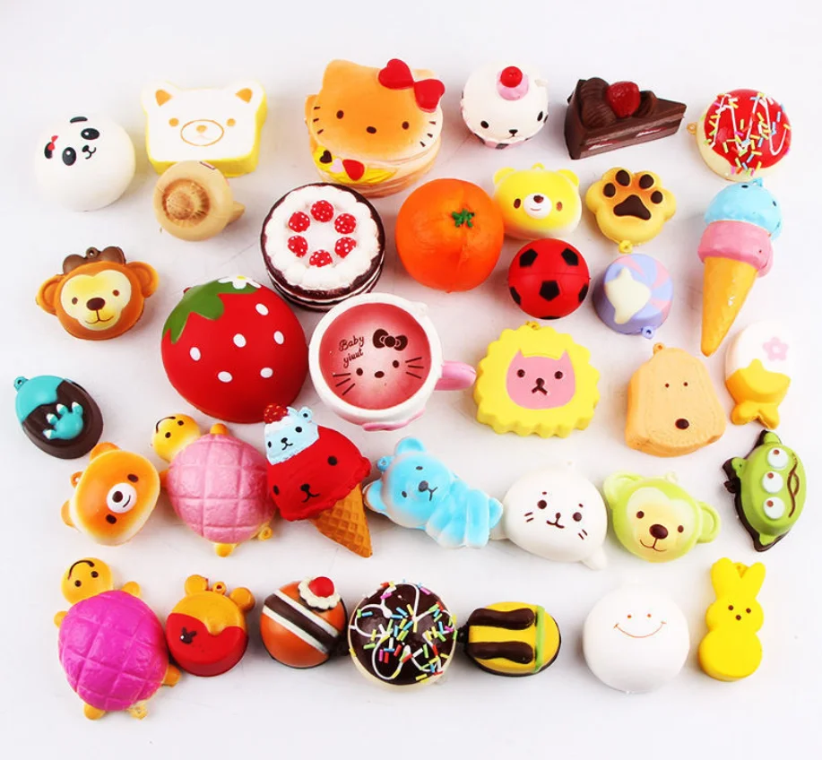 10 pcs Squishy Kawaii Squishy Food Slow Rising Mini Soft Random Squishy Squishies Toys Cake Bread Squeeze Pressure Relief Toy