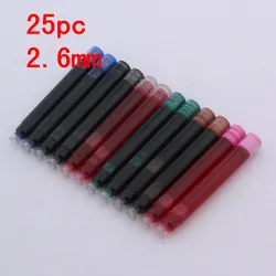 High Quality 25pcs Fountain Pen Ink Refills 2.6mm Pen Ink Cartridges Business Office School Supplies Writing