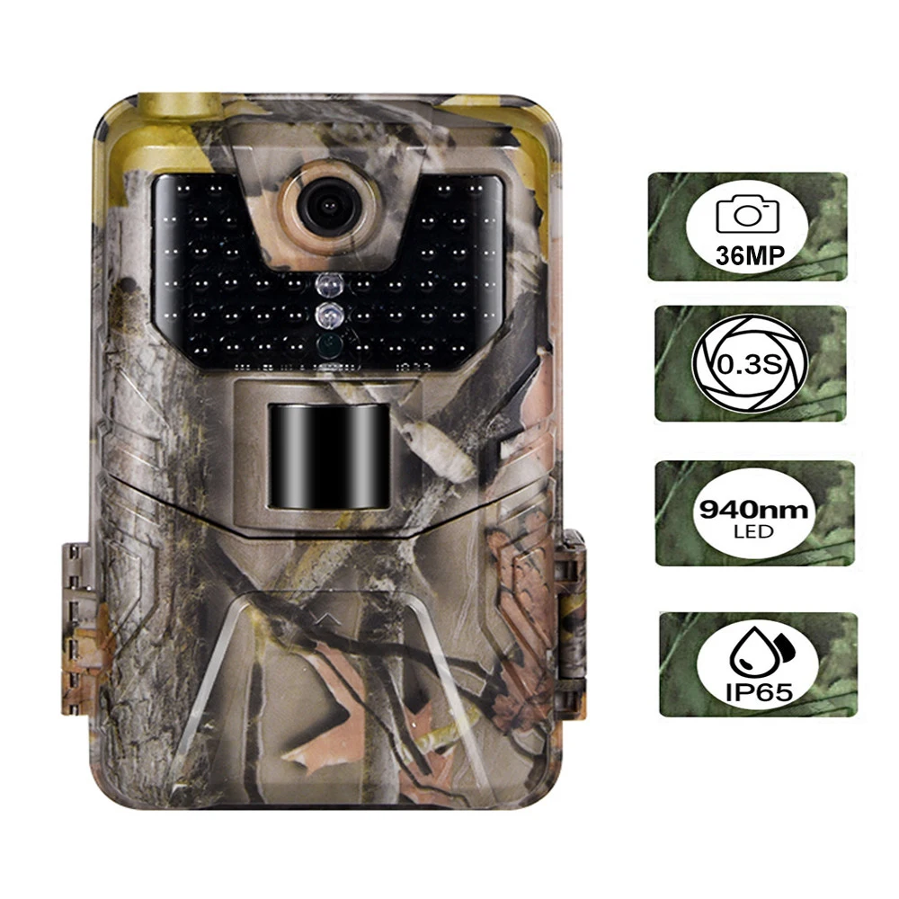 36MP 2.7K Wildlife Trail Camera Photo Traps Night Vision Hunting Cameras HC900A Wireless Tracking Surveillance