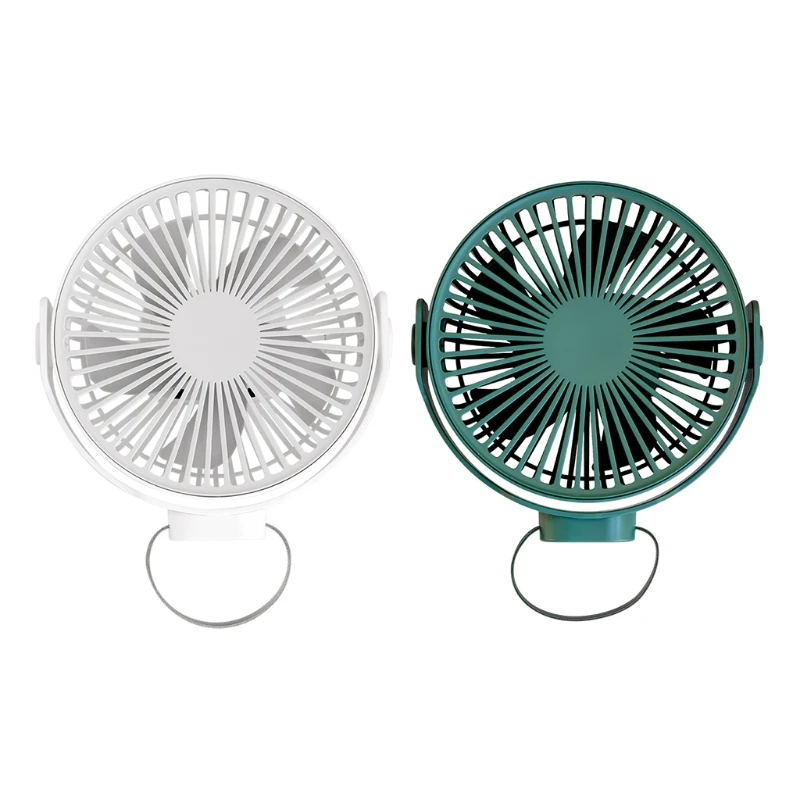 

360 Rotation 7-Inch USB Rechargeable 4000mAh Desk Hanging Fan 4 Speed Ceiling Fan for Camping Tent Outdoor School Home