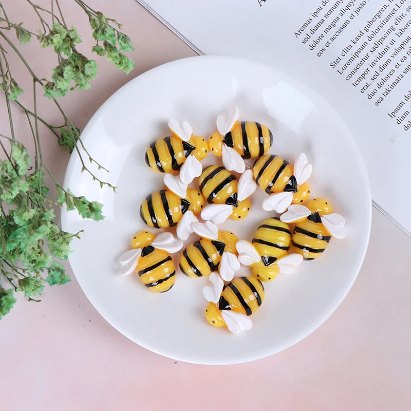 10pcs Flat Back Resin Cabochon Bee DIY Flatback Scrapbooking Embellishment Craft Decoration Craft Making Accessories