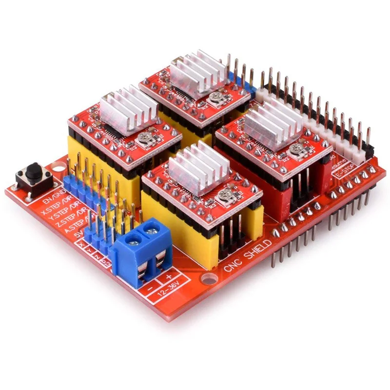 Cnc Shield Contoller Kits Voor 3D Printer, Cnc Shield Uitbreidingskaart V3.0 A4988 Stappenmotor Driver Met Heatsink