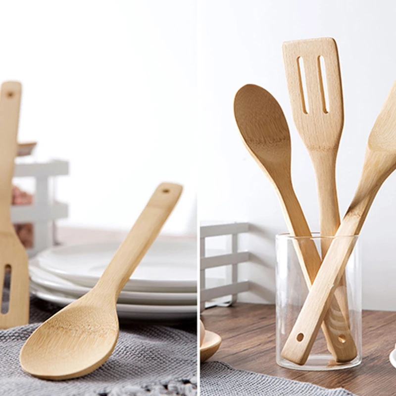 1Pcs Wood Tableware Spoon Rice Colander Soup Skimmer Cooking Spoon Scoop Kitchen Reusable Tool Accessories