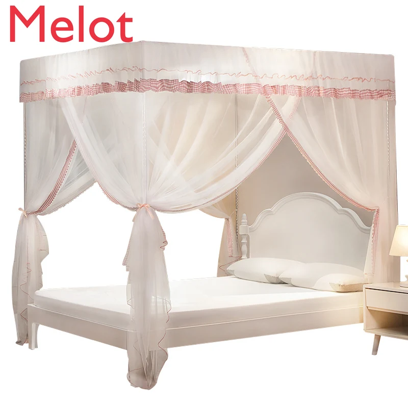 High-End Luxury Household Floor Mosquito Net with Stand Modern Bed Curtain Ultra-Fine-Meshed Thickening Mosquito Net