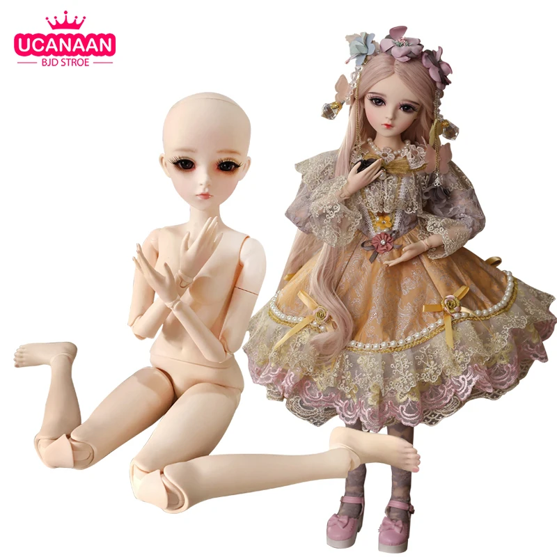 UCanaan 60CM Nude Body 1/3 BJD Doll 18 Ball Joints Doll Body Can Be Changed Eyes Without Outfits Girls Toys Accessories