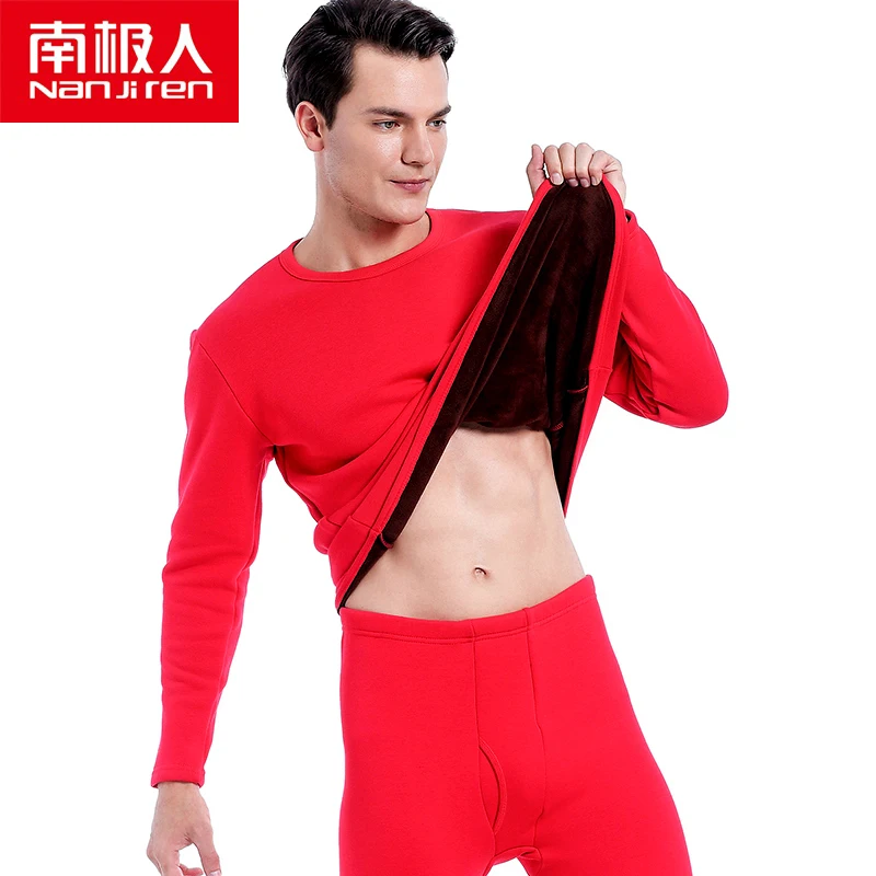 NANJIREN Men Brand Thermal Underwear Sets Men Gray Warm Casual Underwear Hight Stretch Long Johns Set Old MenThermal Pajamas 7XL