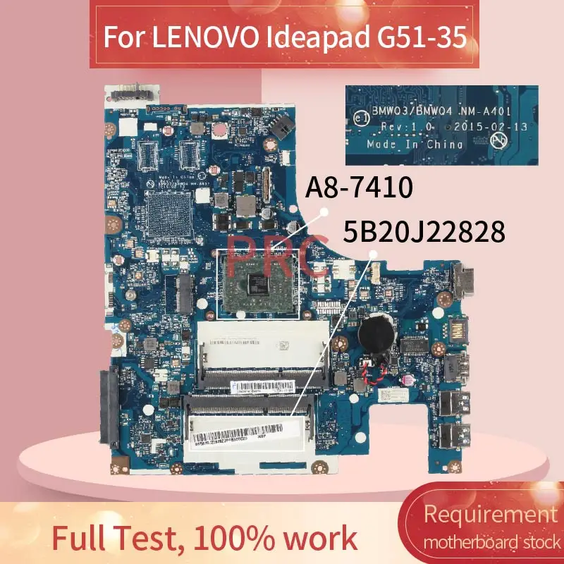 

BMWQ3/BMWQ4 NM-A401 For LENOVO Ideapad G51-35 A8-7410 Notebook Mainboard 5B20J22828ZZ DDR3 Laptop motherboard