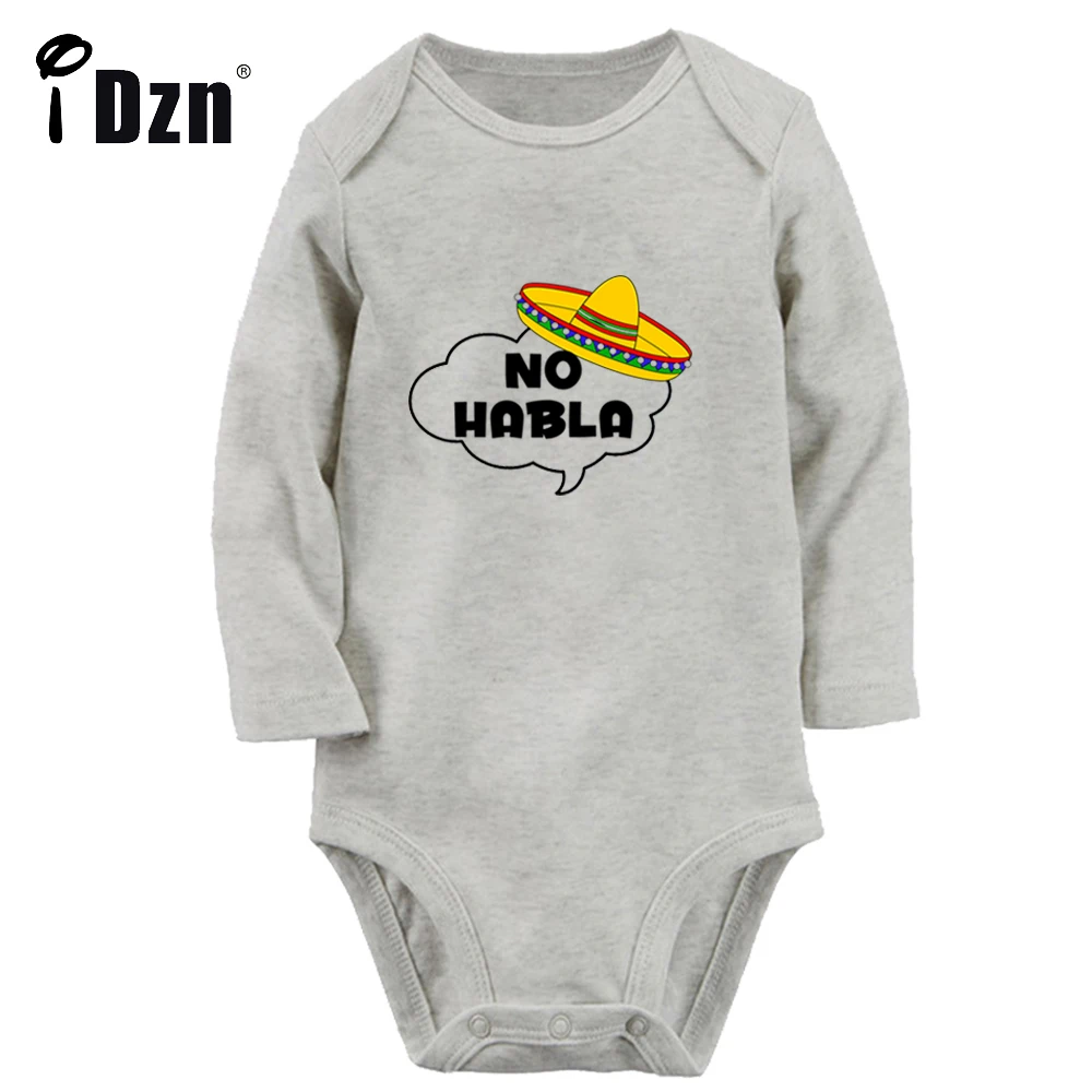 iDzn NEW No Habla Funny Baby Boys Cute Rompers Baby Girls Bodysuit Infant Long Sleeves Jumpsuit Newborn Soft Cotton Clothes