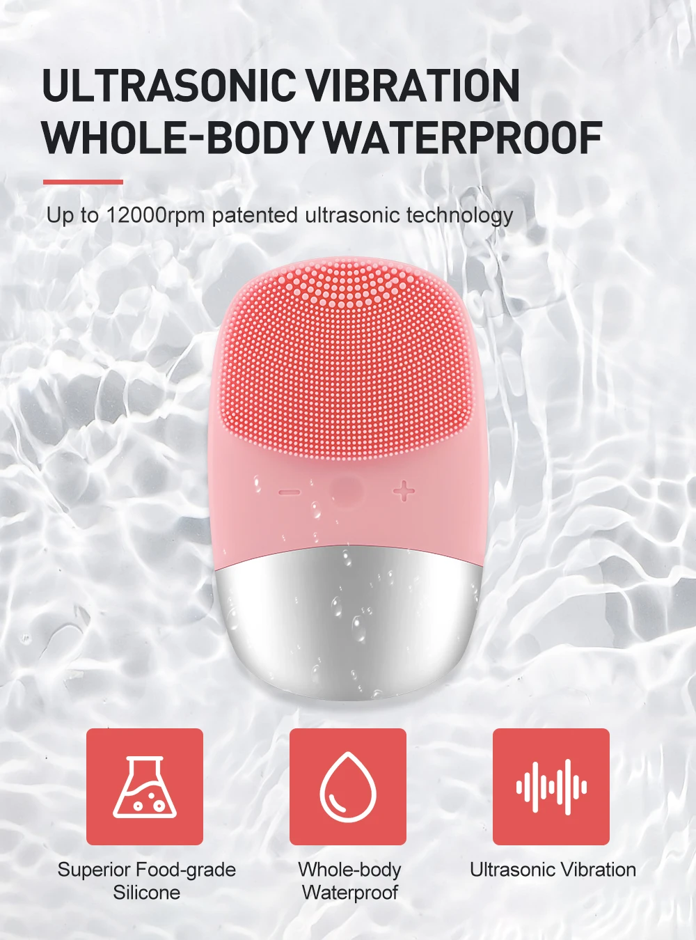 แปรงทำความสะอาดผิวหน้าไฟฟ้าขนาดเล็ก ซิลิโคน แปรงทำความสะอาดผิวหน้าแบบโซนิค เครื่องนวดผิวหน้า อุปกรณ์ดูแลผิว