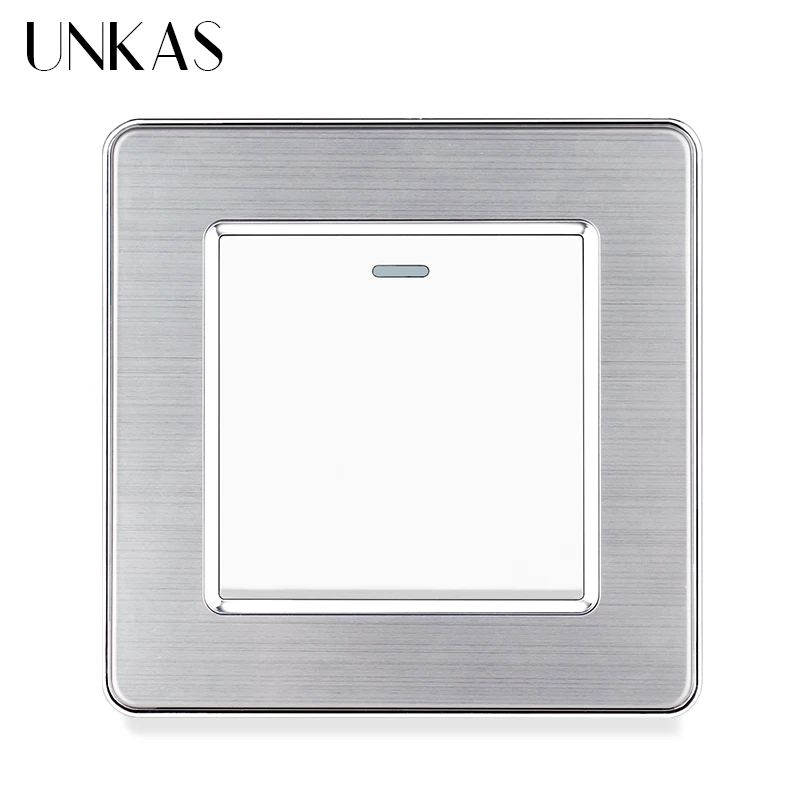 

UNKAS Luxury Stainless Steel Panel 1 Gang 1 / 2 Way On / Off Wall Light Push Button Wall Light Switch 10A / 16A