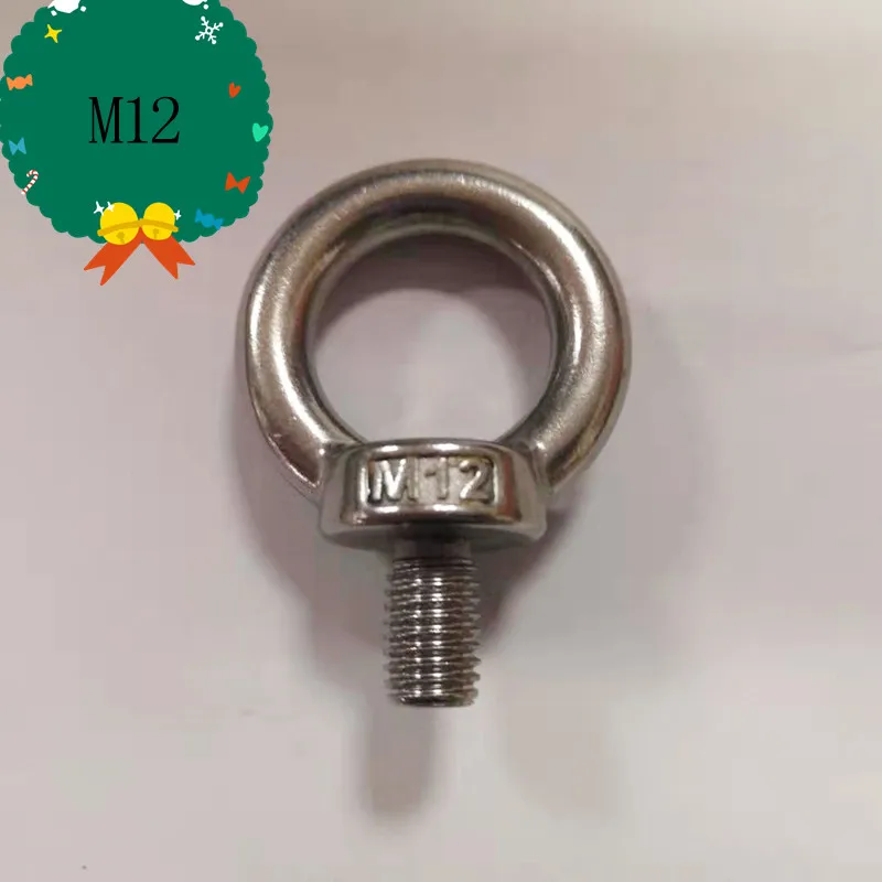 M12, 304  Stainless Steel Lifting Eye Bolts Ring Screw Loop Hole for Cable Rope Lifting