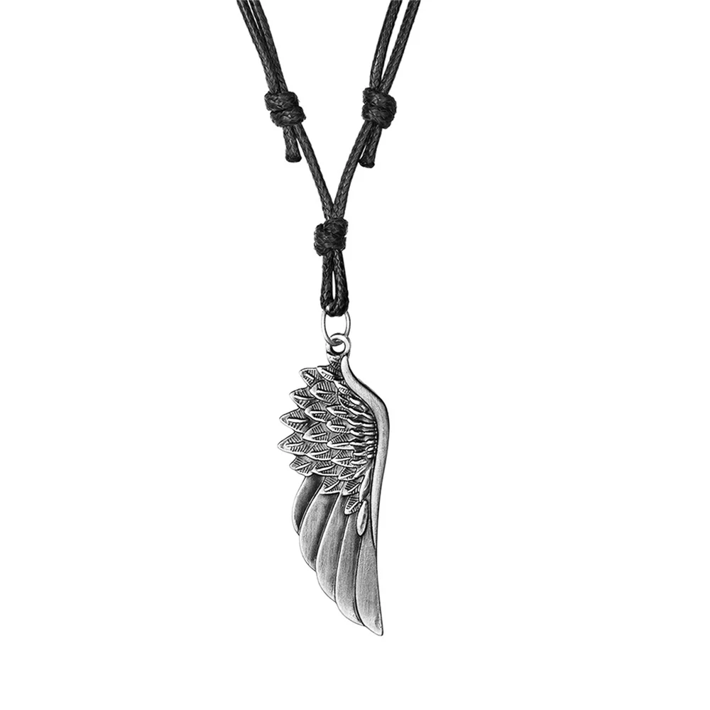 Feather Angel Wings Necklace Pendants Vintage Black Brown Leather Necklace Male Women Jewelry Boys Necklace 26 styles Available