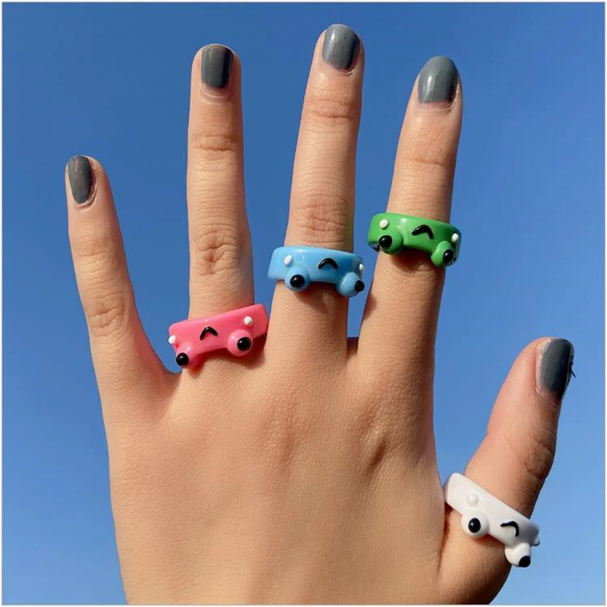 Acrylic Frog Ring Chick Resin Rings For Women Girls Simple Animal Aesthetic Jewelry Friendship Rings Greative Party Travel Gifts