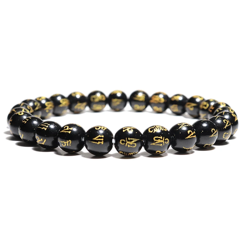 Minimalist Mens Bracelet 6/8/10/12mm Obsidian Stone Braclet Homme Yoga Meditation Prayer Jewelry Beaded Braslet Accessories