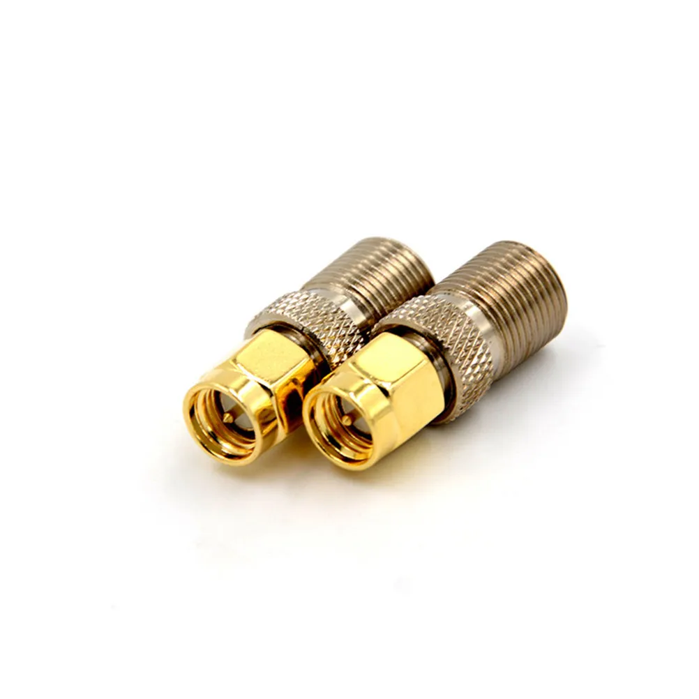 1PC F Type Female Jack to SMA Male Plug Straight RF Coaxial Adapter F connector to SMA Convertor gold Tone High Quality