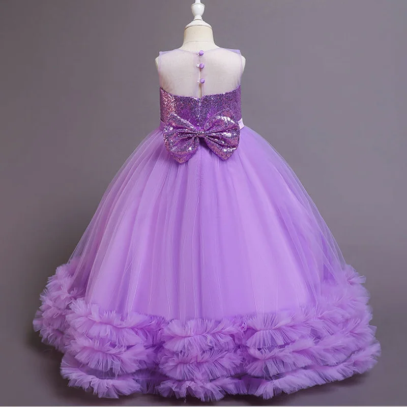 Ragazze adolescenti paillettes fiore principessa festa abiti lunghi Tutu bambini bambini elegante natale abiti da sposa abiti Costume