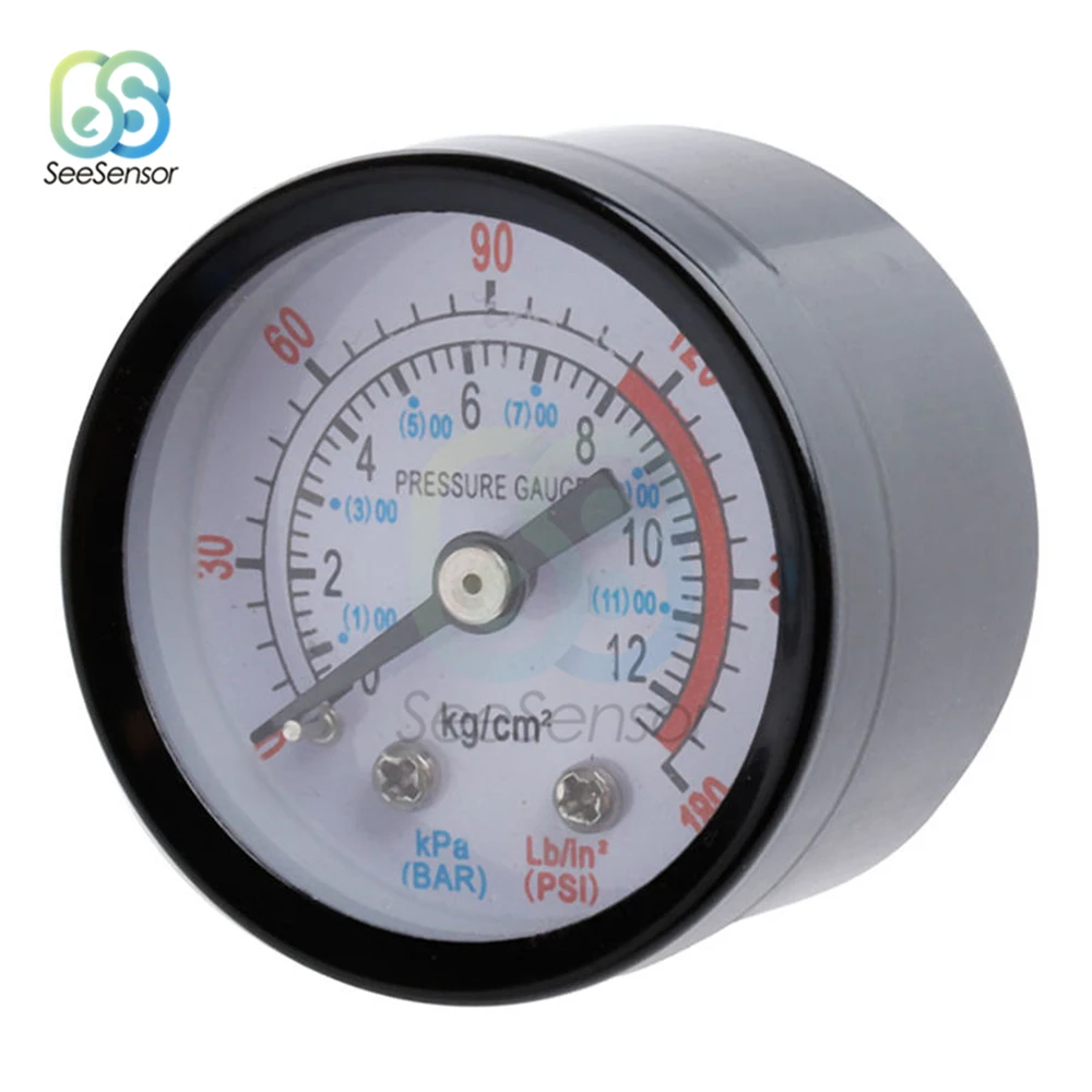 Bar Air Pressure Gauge 10mm 1/8 BSP 13mm 1/4 BSP Thread 0-180 PSI 0-12 Manometer Double Scale For Air Compressor