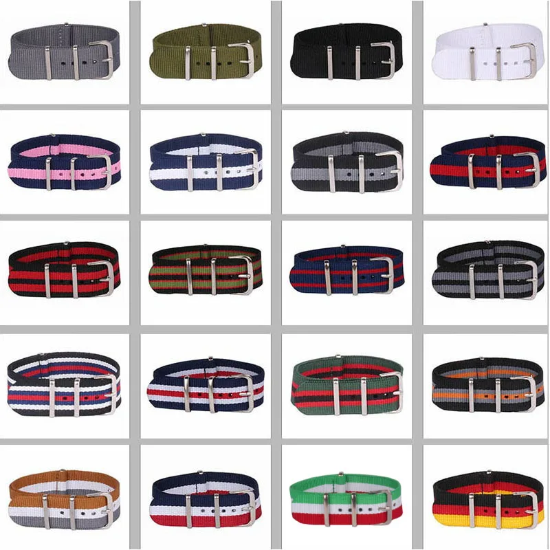 18/20/22/24mm Cambos Stripes Strong Fabric Nylon Watch Watchbands Woven Straps Bands Buckle Belt 18mm 20mm 22mm 24mm Watchband