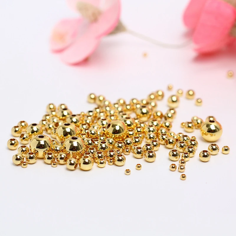 500 Pcs/Lot 2mm 2.5mm 3mm Gold-Color Silver Plated Smooth Round Spacers Ball Beads DIY Making For Jewelry Necklace Bracelets