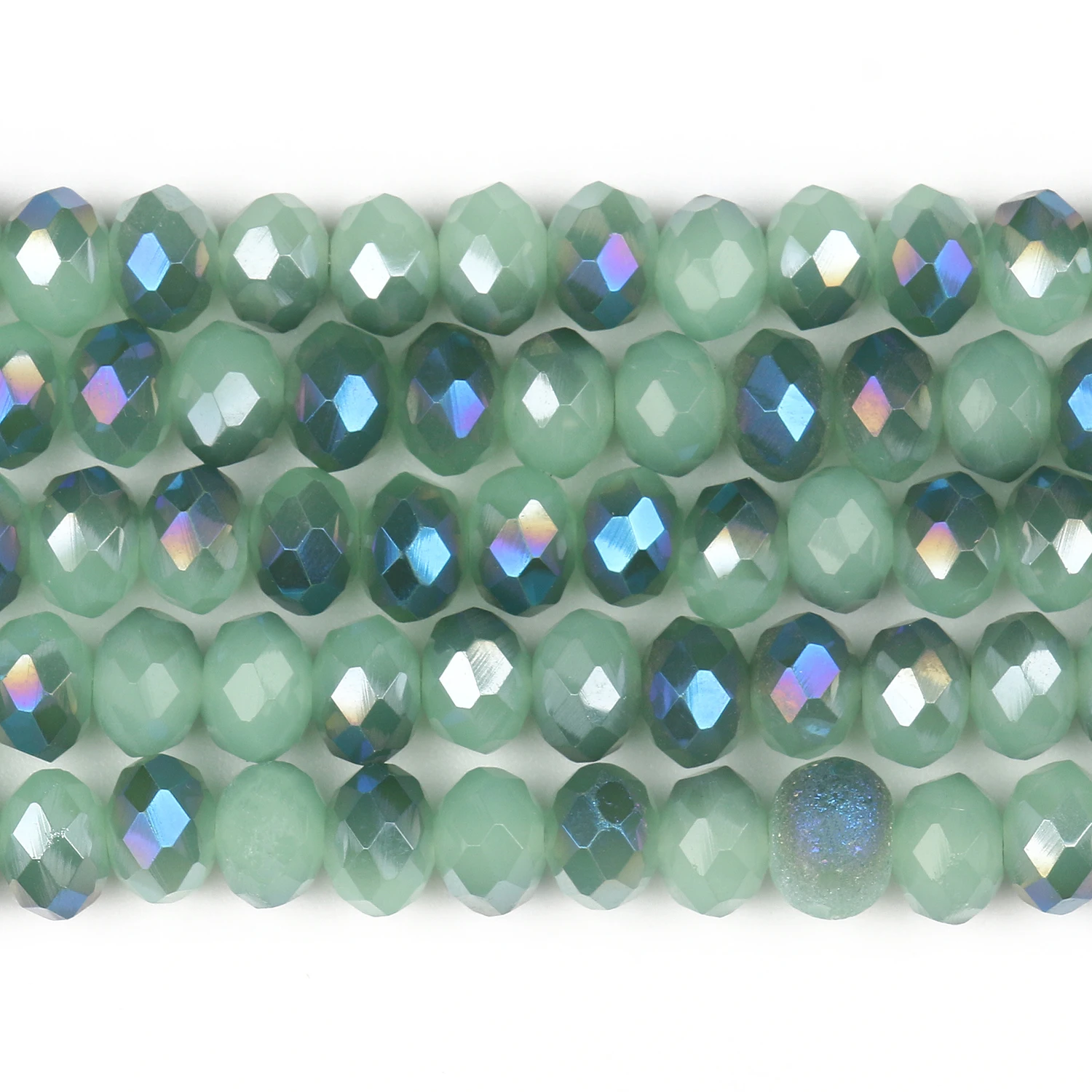 Faceted Rondelle Austria Crystal Glass Bead Green Round Loose Spacer Porcelain Wheel Beads for Jewelry Making Diy Accessories