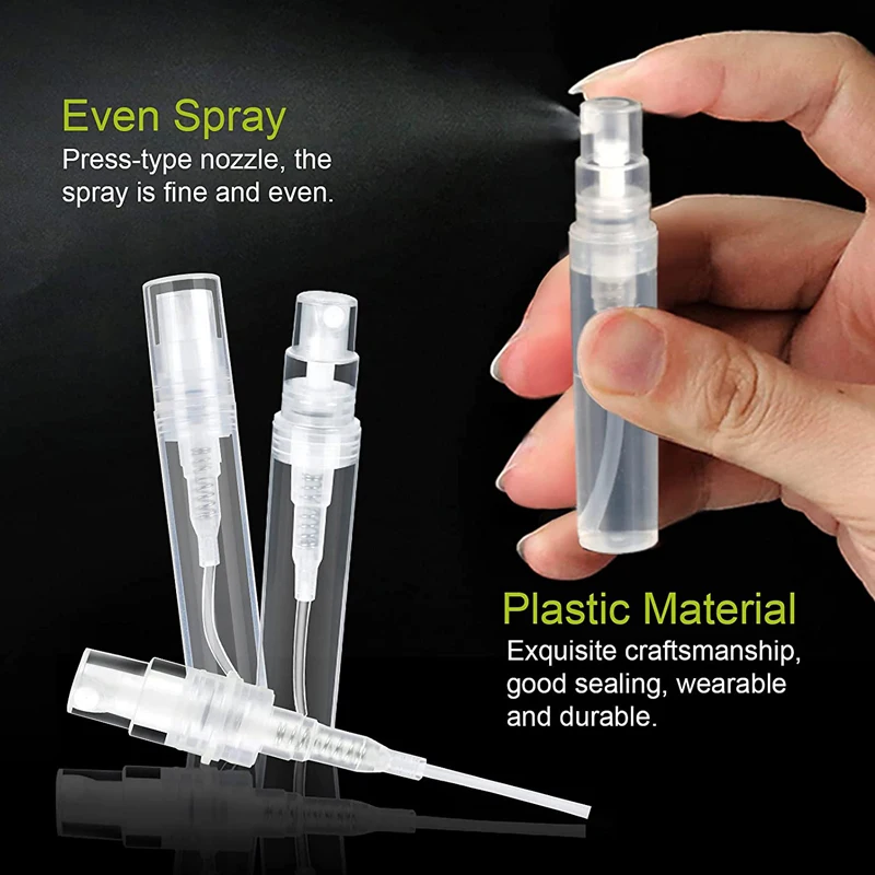 200Pcs 2/3/5/8/10ml Mini Refillable Bottle Protable Plastic Spray Perfume Bottle Atomizer Cosmetics Container with Syring