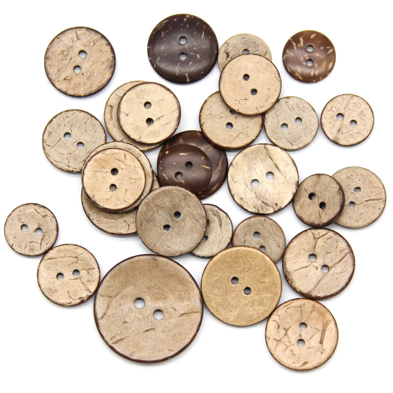 Natürliche umweltfreundliche Kokosnussschale Holzknopf für Kleidung 2/4 Löcher Kinder Sammelalbum dekorative Holzknöpfe Großhandel – Detail 12
