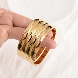 4PCS Gold Color 65mm Vintage Bangle For Women High Quality Dubai Bride Wedding Ethiopian Bracelet Africa Bangle Party Gifts