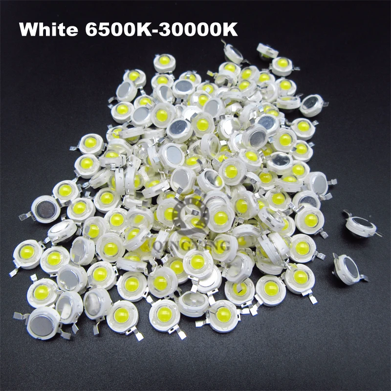 100pcs 1W 3W LED High Power LEDs Cold White Natural White Warm White RGB Red Green Blue Yellow Light Source