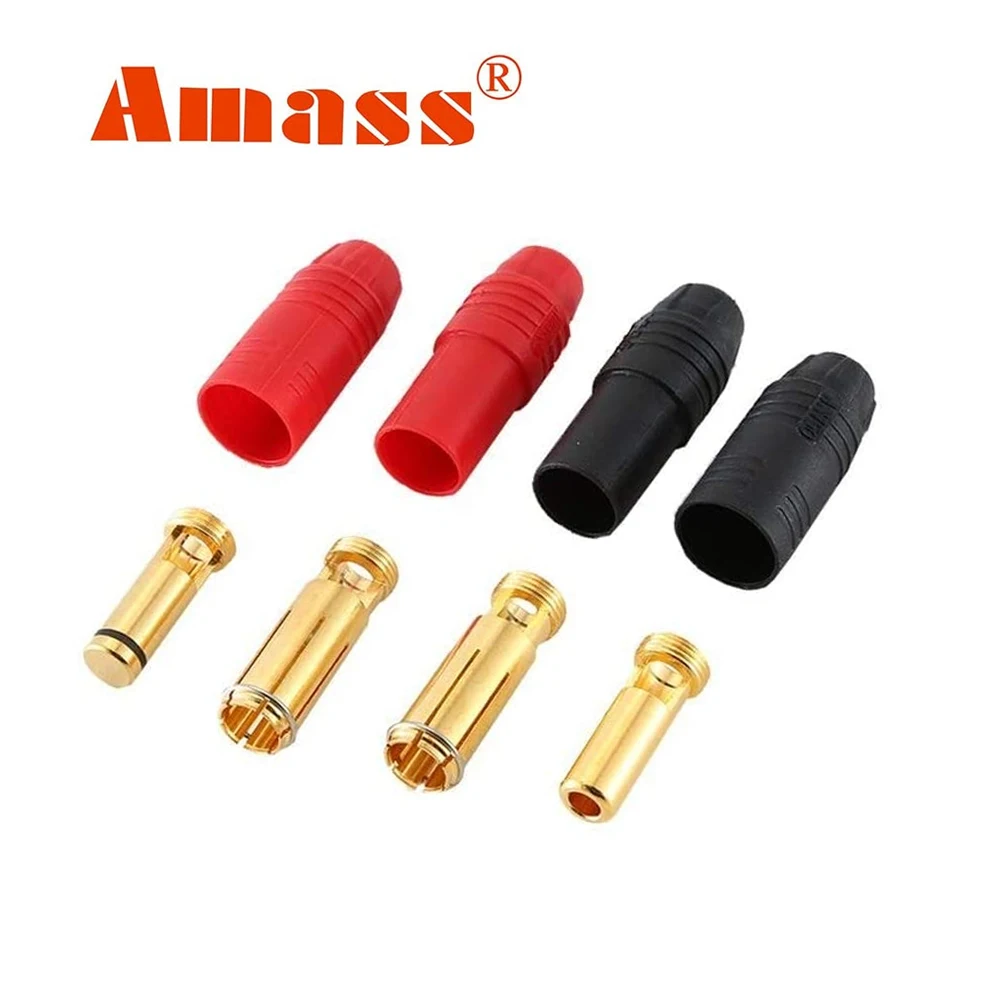 4pcs Amass Connector AS150 Connector Anti Spark Plug AS150 Female and Male Connector Plugs for RC Airplane Multirotor Drone Plug