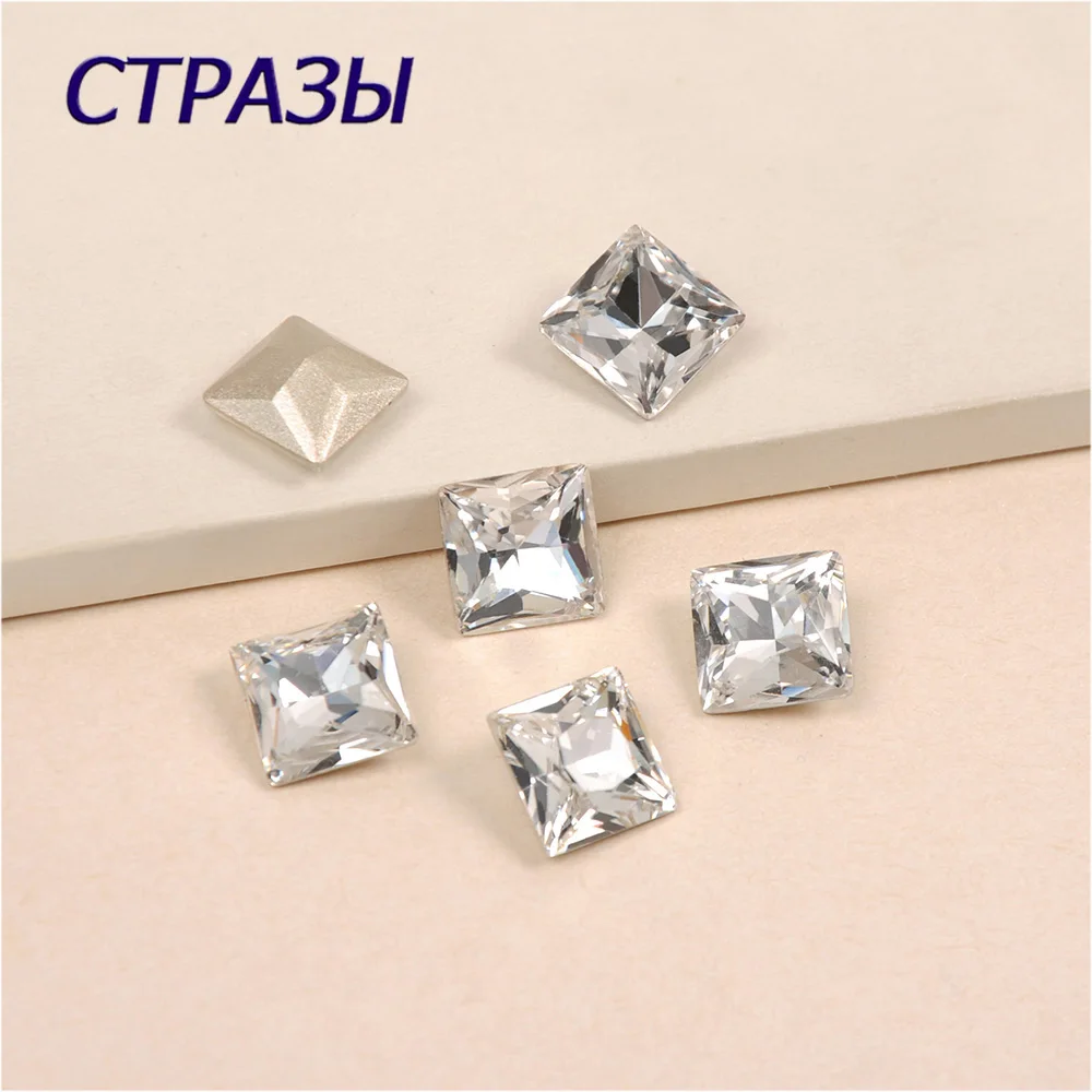 CTPA3bI 4447 Clear Princess Square Cut K9 Glass Crystal Fancy Beads Sew on Rhinestone Point Back Stone For Jewelry Garment  Deco