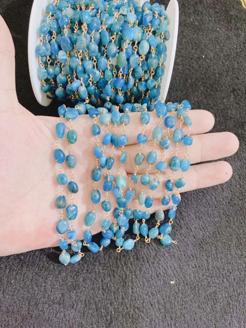 

Beads gold chain,DIY chain,jewelry accessories,handmade apatite stone chain jewelry findings for bracelet necklace,5m/lot