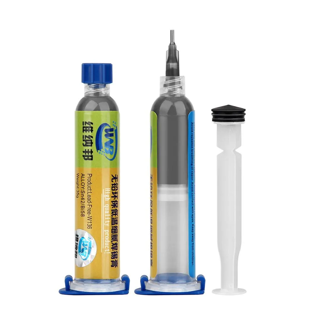 

10cc Syringe Liquid Flux Soldering Paste Lead-free Stencil Welding Tool Low Temperature Melting Point 138C Tin Solder Paste