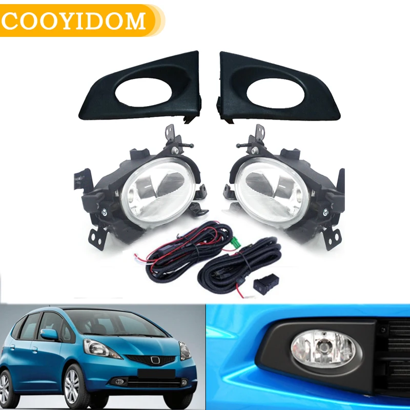 

1Set Car Front Bumper Fog Light Fog Lamp Addintional For HONDA JAZZ / FIT GE6 GE8 2009-2011 With Wire Harness Switch Kit