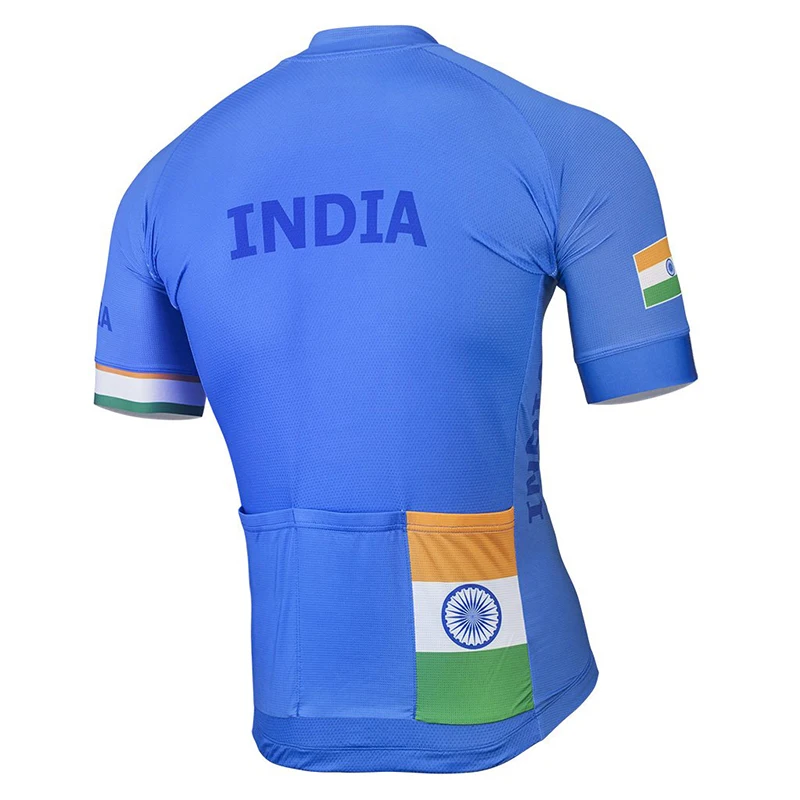 New Summer India Flag Short Sleeve Cycling Jersey Man Blue Bike Clothing Road Bicycle Wear Shirts