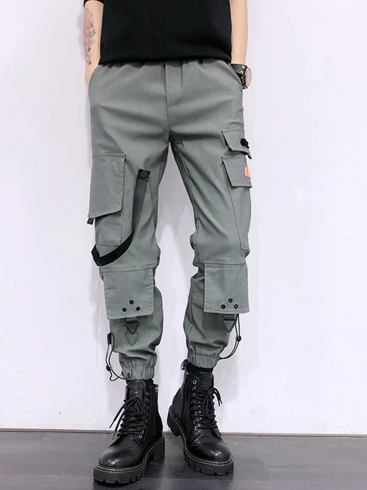 

Free Shipping New Spring Men's Trendy Overalls Male Korean Loose Trousers Multi-pocket Functional Casual Handsome Harem Pants