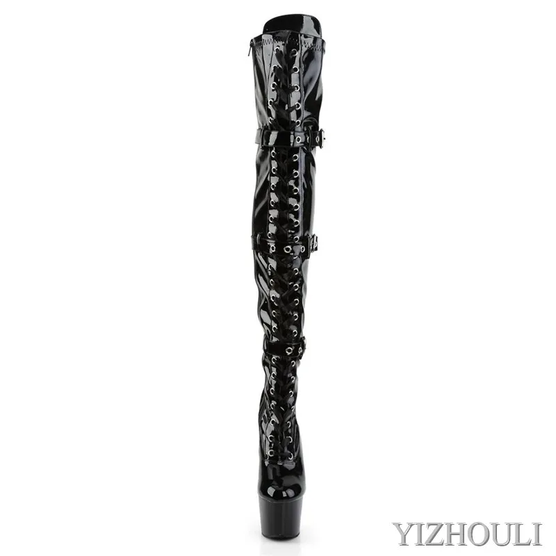 Buckle, 17cm classic knee-high heels sexy thigh high boots, 7in sexy nightclub high heels dance shoes