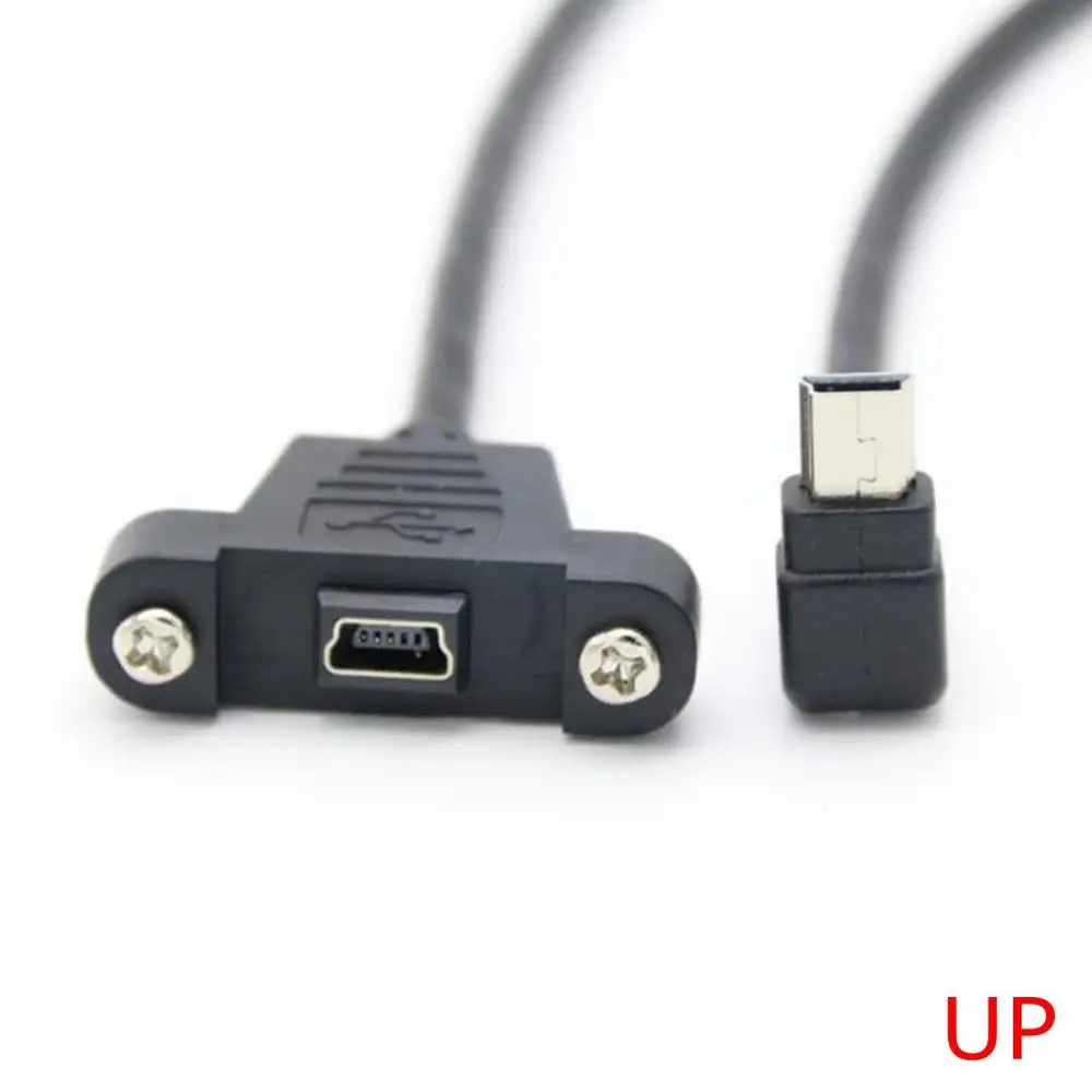 Mini USB Up Down Left Right Angled Elbow mini USB B 5pin 2.0 Male to Female Extension Cable 30cm 50cm With Panel Mount Hole 30cm