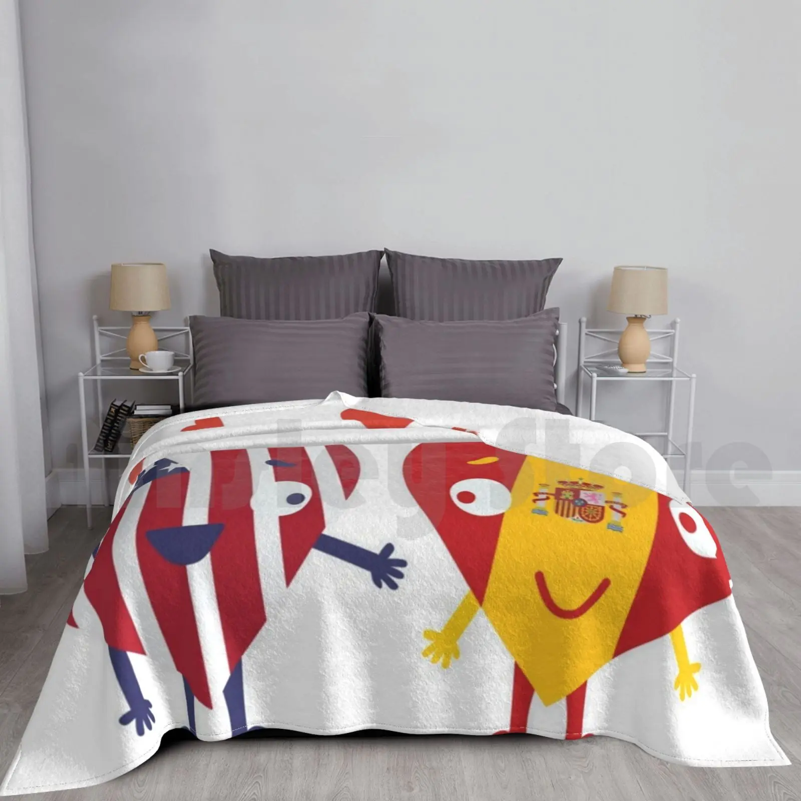 Spain American And Spanish Flag Hearts I Espanol Design Blanket For Sofa Bed Travel Spanish Flag Spain Flag Us